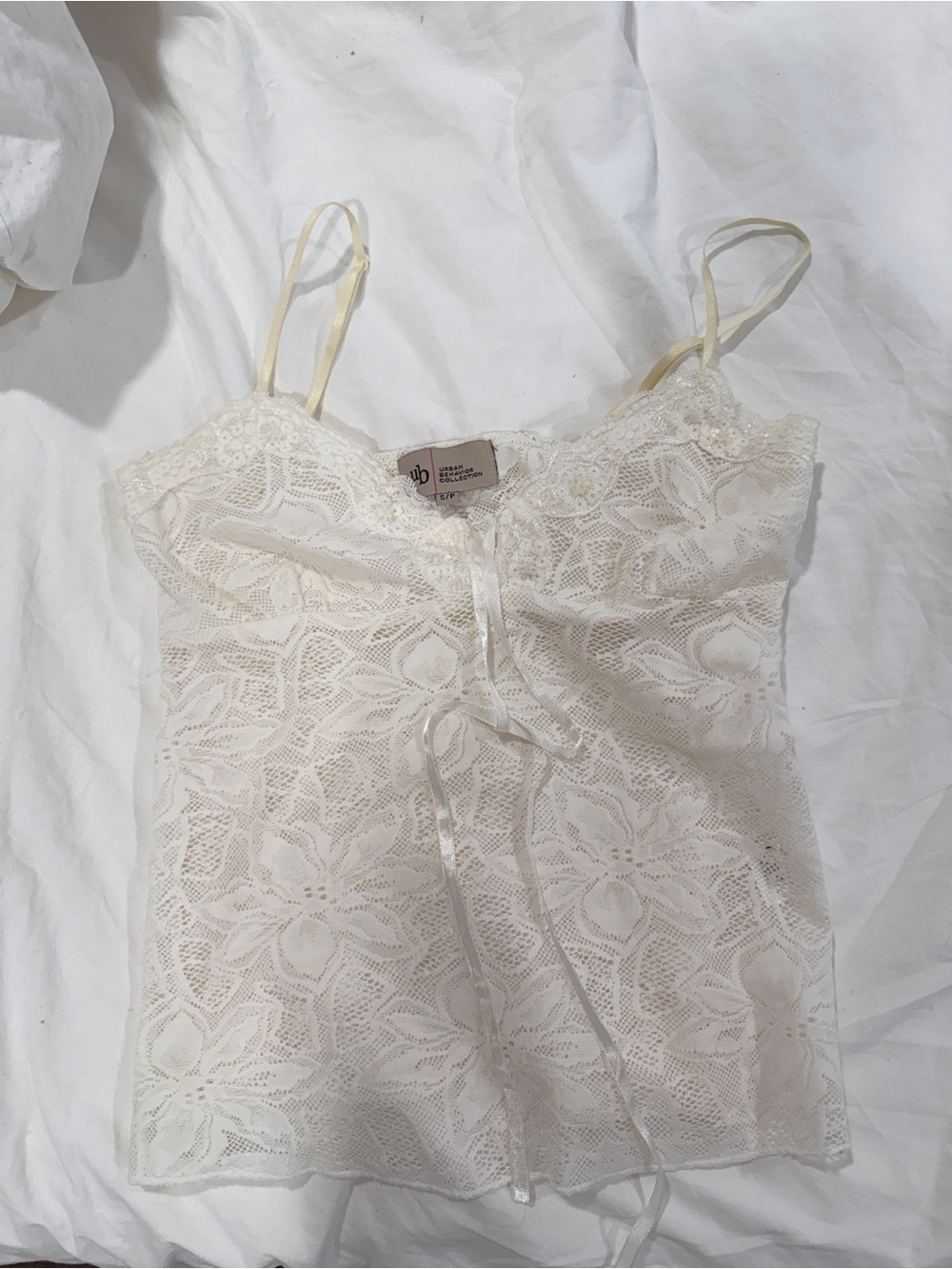 Urban Behavior Cream Lace Camisole with Satin Ribbon